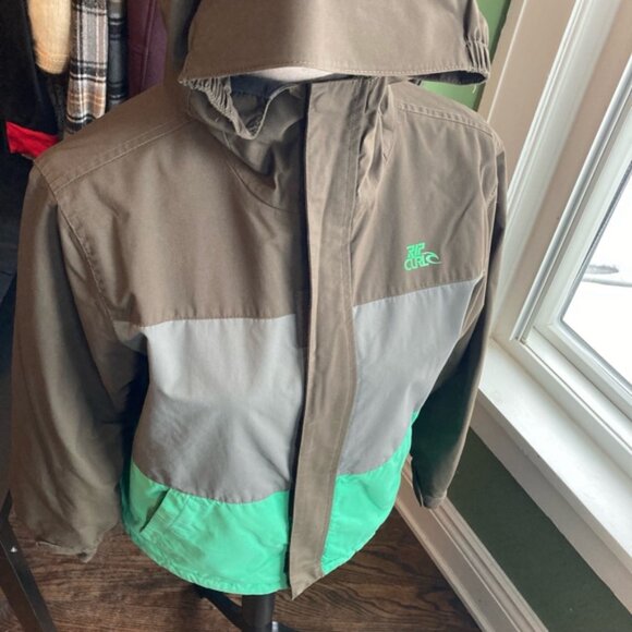 Boys' Rip Curl Jacket, Size 12, Olive, Gray and Mint - Picture 3 of 4